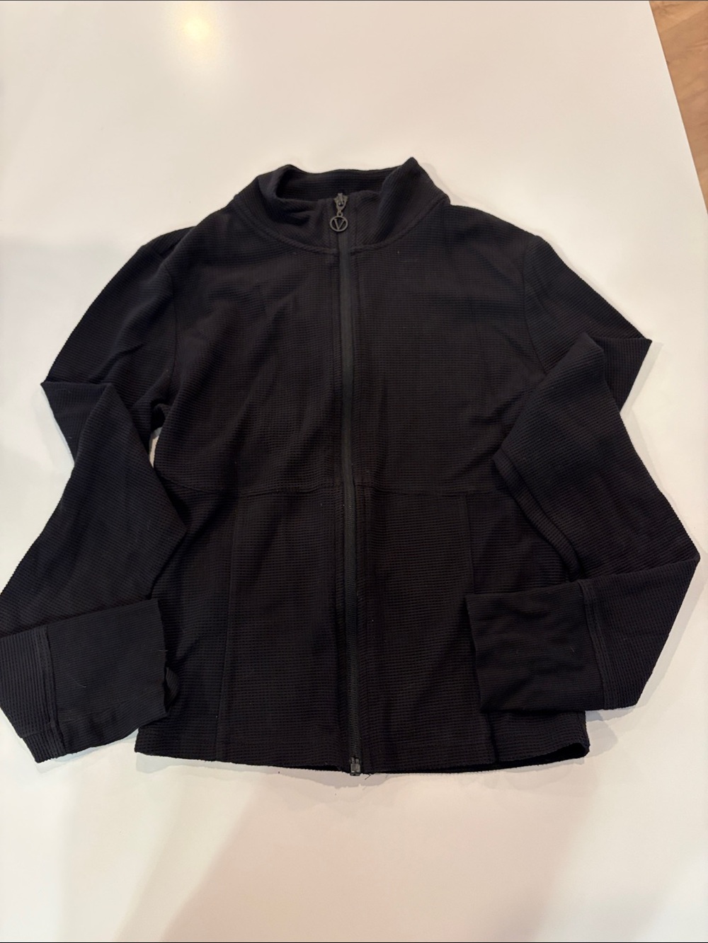Victoria's Secret Black Zip Front Women’s waffle athletic Jacket